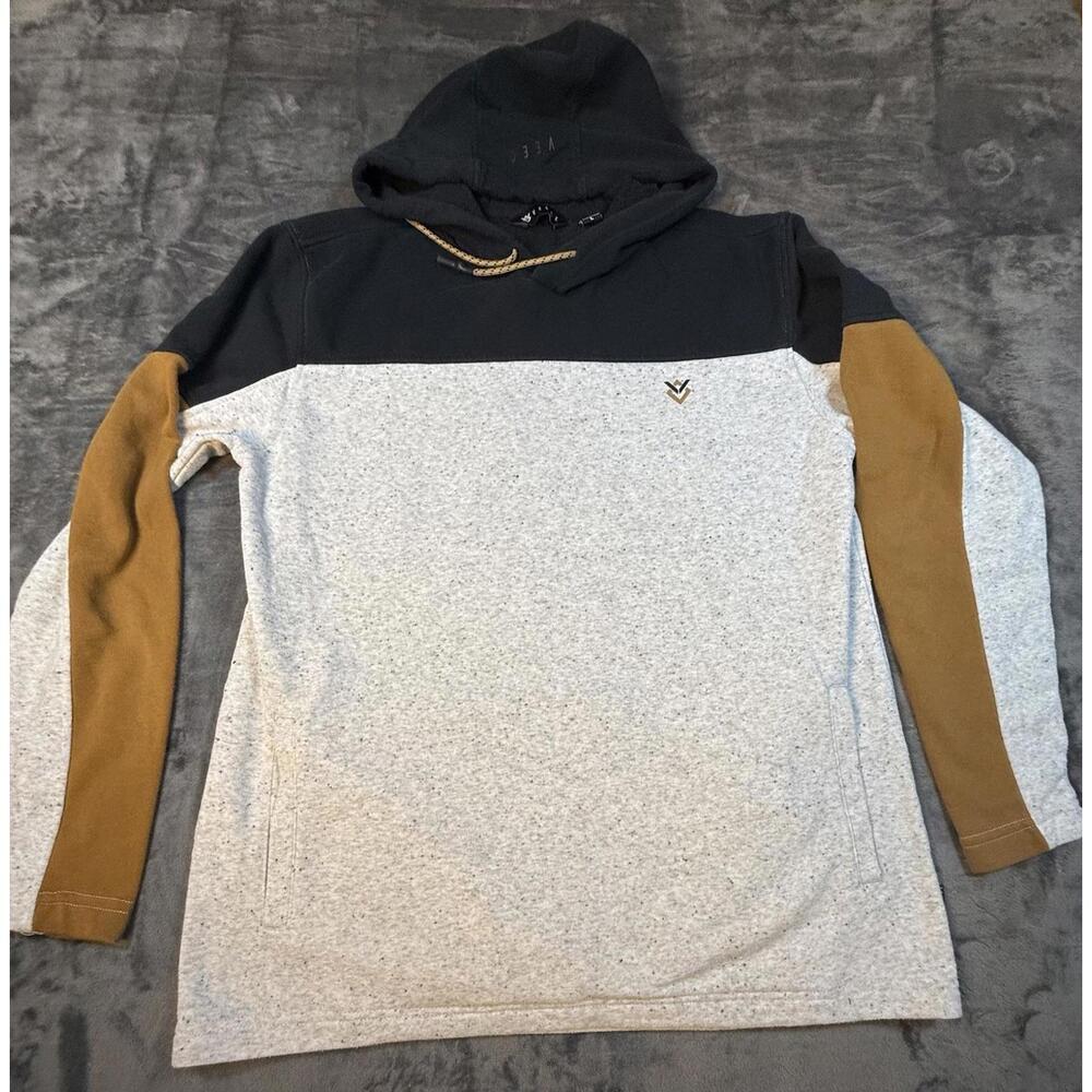 Veece Mens Activewear Running Sweatshirt Hoodie Size Large Gray Black & Brown
